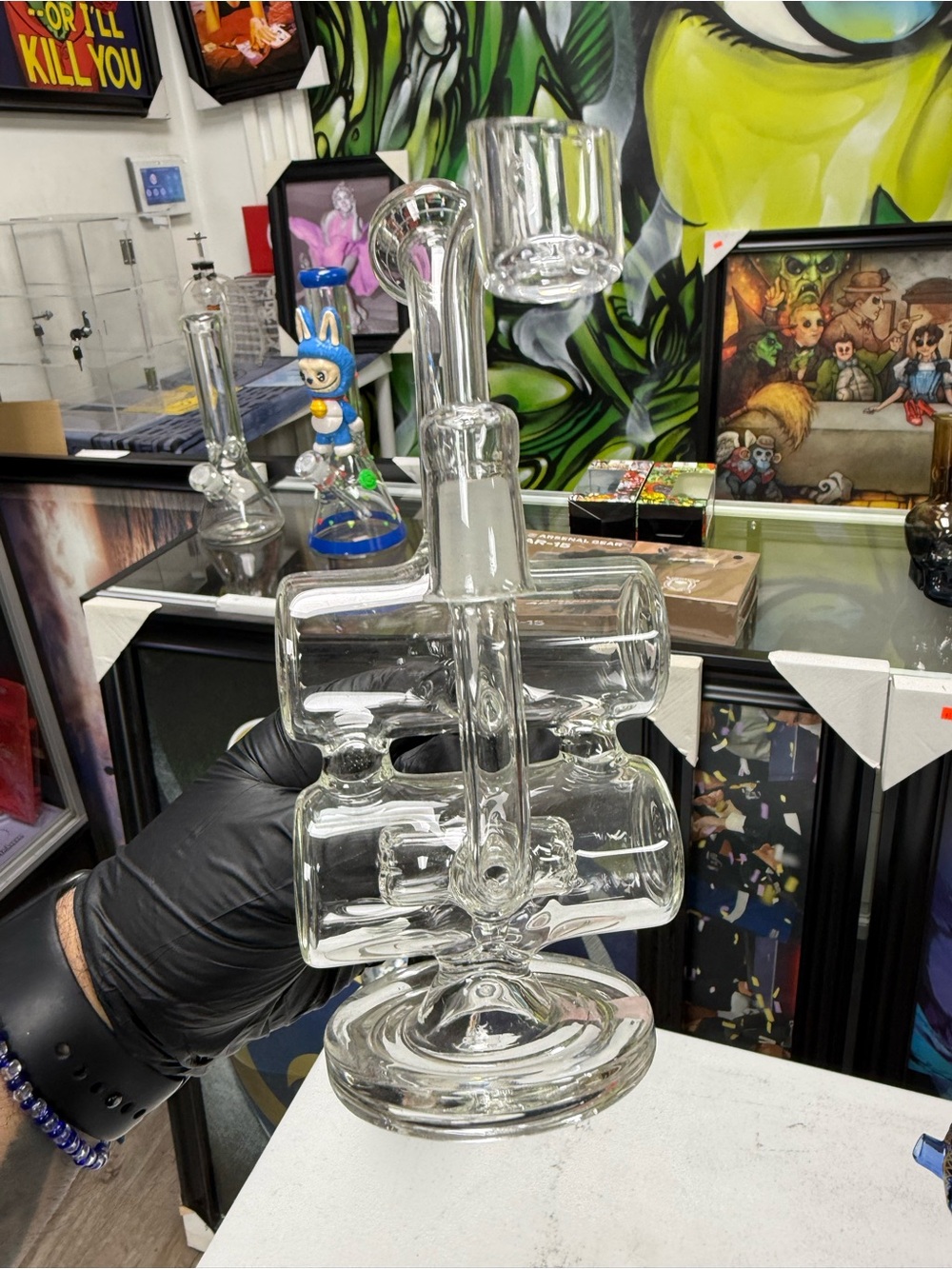 Clear Glass Recycler Rig - Sculptural Design